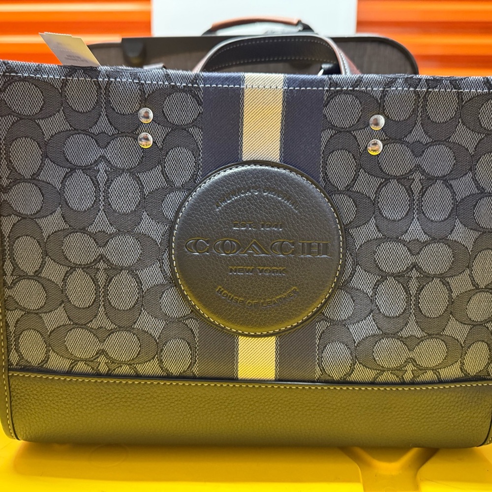 Coach Dempsey Carryall Bag In Signature Jacquard With Strip & Coach Patch - NEW